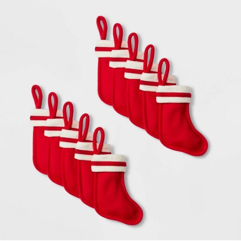 Wondershop 8” Red Mini Felt Christmas Stockings NWT Set‎ of 10